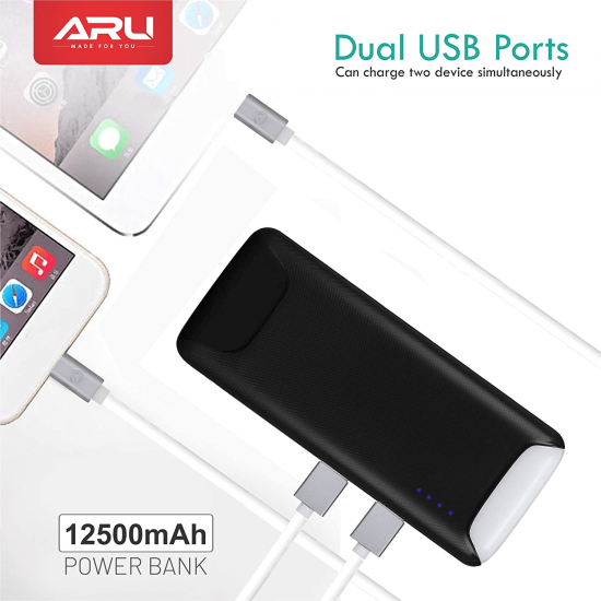 ARU APB-1250 12500mAh Power Bank- Black ARU APB-1250 12500mAh Power Bank- Black