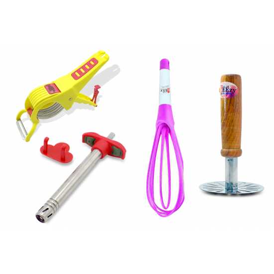 Beezy B-1006 Beezy 1 Pav Bhaji Masher 1 Gas Lighter 1 Multi Vegetable Cutter 1 Foldable Beater Combo Set 4 Kitchen Tool Set Beezy B-1006 Beezy 1 Pav Bhaji Masher 1 Gas Lighter 1 Multi Vegetable Cutter 1 Foldable Beater Combo Set 4 Kitchen Tool Set