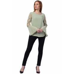 Casual Regular Sleeves Solid Women Green Top Casual Regular Sleeves Solid Women Green Top