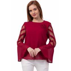 Casual Regular Sleeves Solid Women Red Top Casual Regular Sleeves Solid Women Red Top