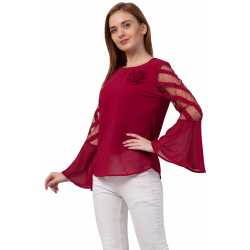 Casual Regular Sleeves Solid Women Red Top Casual Regular Sleeves Solid Women Red Top