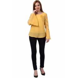 Casual Regular Sleeves Solid Women Mustard Top Casual Regular Sleeves Solid Women Mustard Top