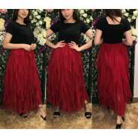 Solid Flared Red Skirt for Girls/Women Solid Flared Red Skirt for Girls/Women