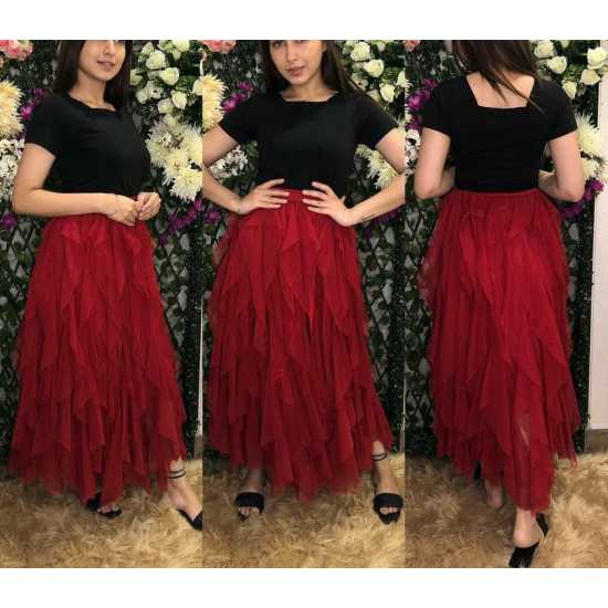 Solid Flared Red Skirt for Girls/Women Solid Flared Red Skirt for Girls/Women