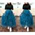 Solid Flared Petrol Blue Skirt for Girls/Women