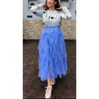 Solid Flared Aqua Blue Skirt for Girls/Women Solid Flared Aqua Blue Skirt for Girls/Women