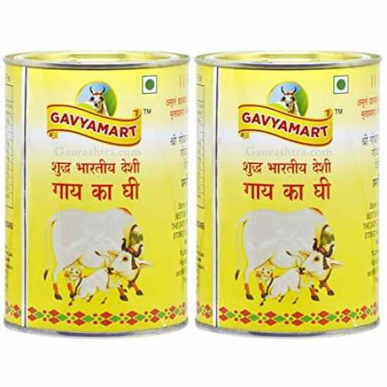 Gavyamart Indian A2 Cow Ghee 100% Pure Non GMO - Made of kankrej Organic Cow Ghee (Pack of 2) 