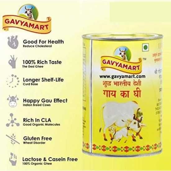 Gavyamart Indian A2 Cow Ghee 100% Pure Non GMO - Made of kankrej Organic Cow Ghee (Pack of 2) 