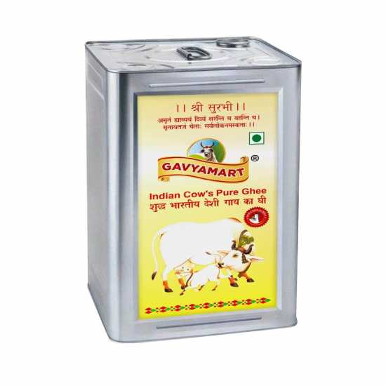 Gavyamart Indian A2 Cow Ghee 100% Pure - Made of Indian Breed Cows by Shree Nandanvan Godham Mahatirth-5L (Pack of 2)
