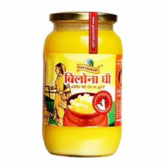 Gavyamart Ghee in Pantry, 100% Pure Kankrej A2 Cow Desi Ghee - Made Using Traditional Bilona Method Ghee 1 Litre - Glass Ghee jar Pack Non GMO - A2 Ghee Cow Organic 1000ml 