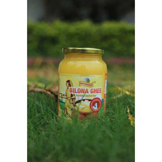 Gavyamart Ghee in Pantry, 100% Pure Kankrej A2 Cow Desi Ghee Non GMO - Made Using Traditional Bilona Method Ghee 500 ML - Glass Ghee jar Pack - A2 Ghee Cow Organic Ghee 500 ml Glass Bottle