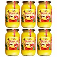 Gavyamart Ghee in Pantry, 100% Pure Kankrej A2 Cow Desi Ghee - Made Using Traditional Bilona Method Ghee 1 Litre - Glass Ghee jar Pack Non GMO - A2 Ghee Cow Organic 1000ml (Pack of 6)