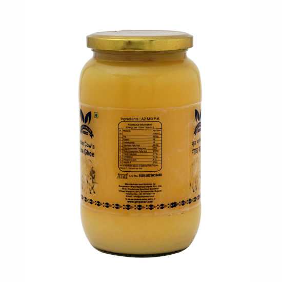 GAVYAMART Indian Cow's Pure Desi Ghee | Oldest Indian Bread Kankrej Cow's A2 Ghee Glass Jar | Pure, Natural & Healthy | Lab Tested (1 Ltr) 