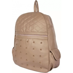 Beige PU Leather Backpack for Laptop