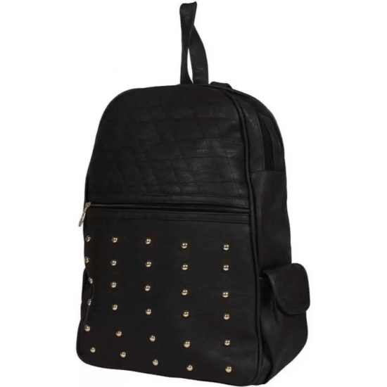 Black PU Leather Backpack for Laptop