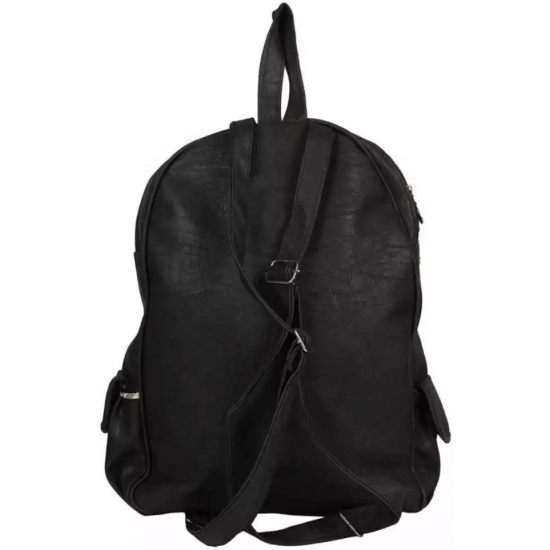 Black PU Leather Backpack for Laptop