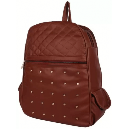 Brown PU Leather Backpack for Laptop