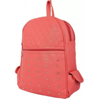 Peach PU Leather Backpack for Laptop