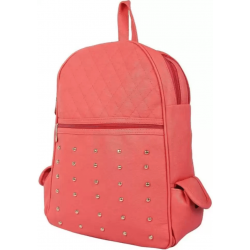 Peach PU Leather Backpack for Laptop