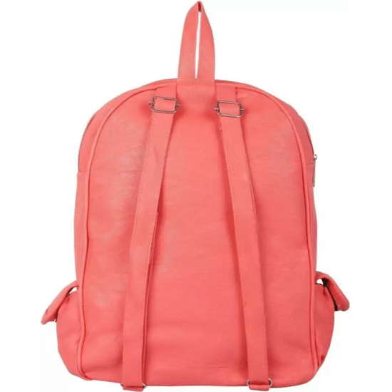 Peach PU Leather Backpack for Laptop Peach PU Leather Backpack for Laptop