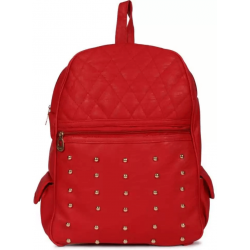 Red PU Leather Backpack for Laptop