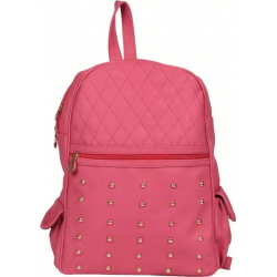 Pink PU Leather Backpack for Laptop