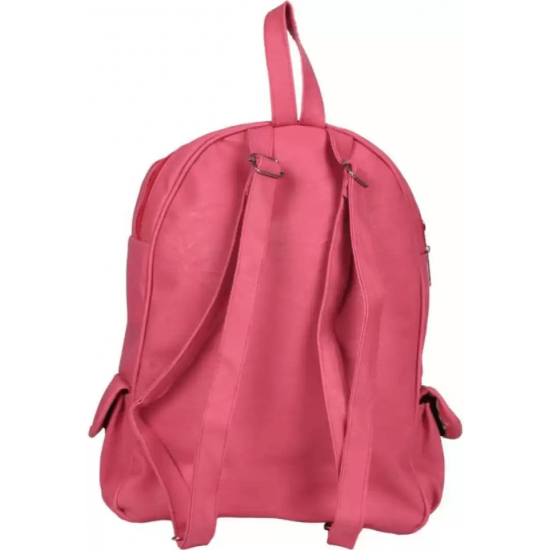 Pink PU Leather Backpack for Laptop