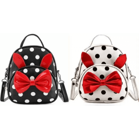 PU Leather Backpack for School Student (Combo Offer - Black & White)
