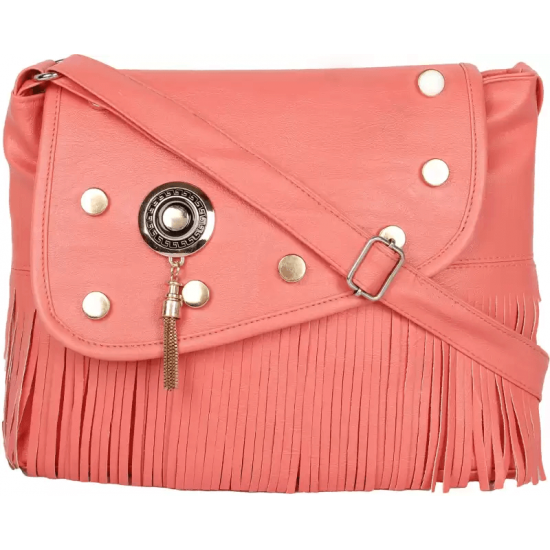 Pink Women PU Sling Bag