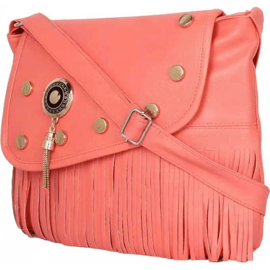 Pink Women PU Sling Bag