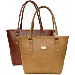 ONLAND Top Handle Hand Bag Combo Shoulder Bag (Brown & Golden, 5L) ONLAND Top Handle Hand Bag Combo Shoulder Bag (Brown & Golden, 5L)