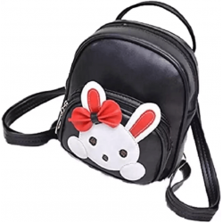 Black PU Leather Backpack for School Student 