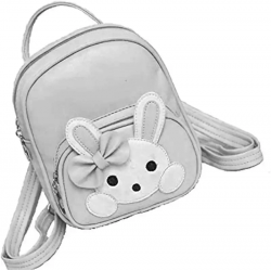 Grey PU Leather Backpack for School Student 