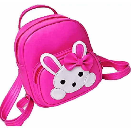 Pink PU Leather Backpack for School Student 