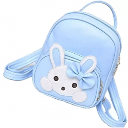 Blue PU Leather Backpack for School Student 