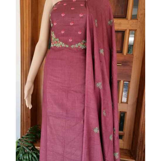 Fancy Embroidered Cotton Dupion Suit Piece