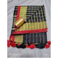 Linen by Linen Yarn Dye Checkered And  Border Weaving  Dupatta