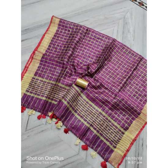 Linen by Linen Yarn Dye Checkered And Border Weaving Dupatta Linen by Linen Yarn Dye Checkered And Border Weaving Dupatta