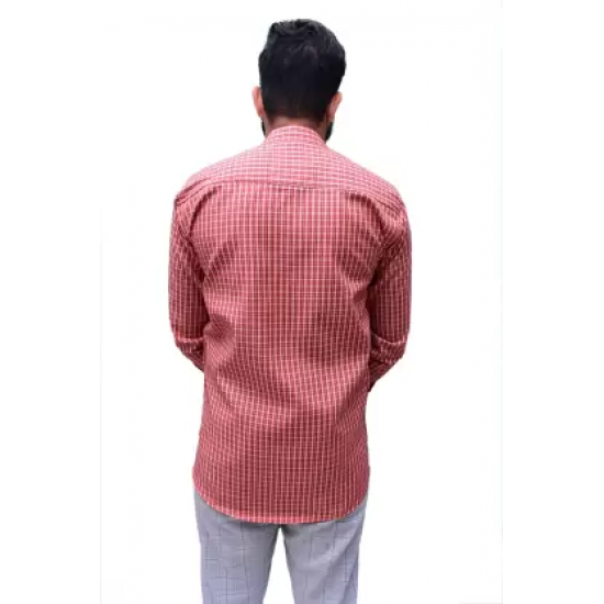 KMP Fashion Men Checkered Casual Red Shirt