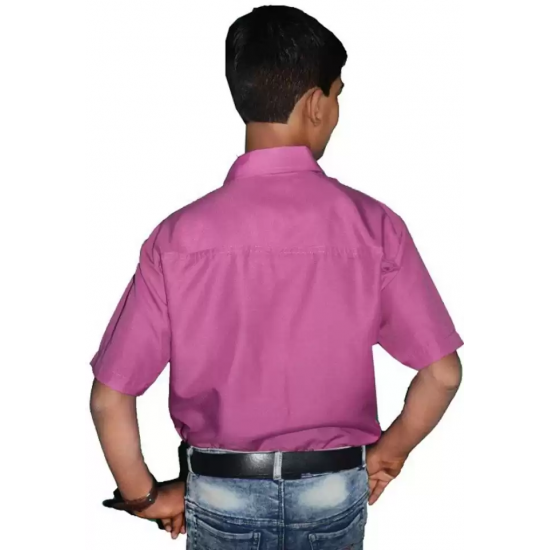 KMP Boys Regular Fit Solid Casual Pink Shirt KMP Boys Regular Fit Solid Casual Pink Shirt