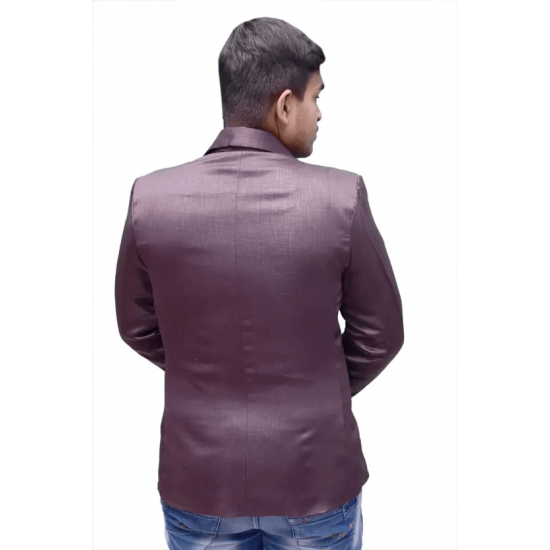 KMP Fashion Self Design Single Breasted Casual Men Blazer (Purple)