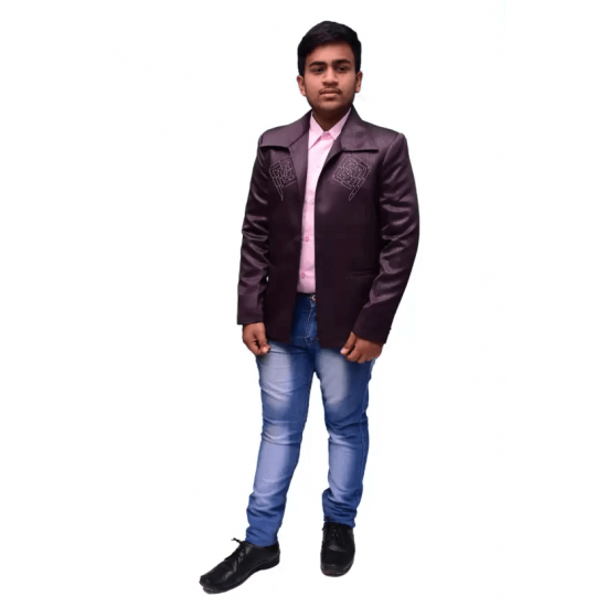 KMP Fashion Self Design Single Breasted Casual Men Blazer (Purple)