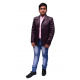 KMP Fashion Self Design Single Breasted Casual Men Blazer (Purple)