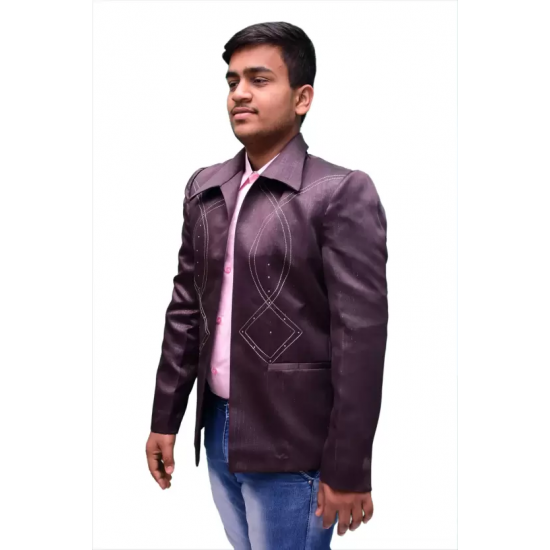 KMP Fashion Self Design Single Breasted Casual Men Blazer (Brown)