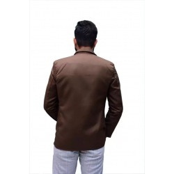 KMP Fashion Solid Single Breasted Casual Men Blazer (Brown)