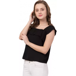Casual No Sleeve Solid Women Black Top Casual No Sleeve Solid Women Black Top