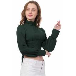 Dark Green Partywear Turtleneck Stylish Top for Girls/Women  Dark Green Partywear Turtleneck Stylish Top for Girls/Women