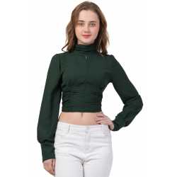 Dark Green Partywear Turtleneck Stylish Top for Girls/Women  Dark Green Partywear Turtleneck Stylish Top for Girls/Women