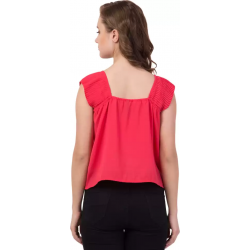 Casual No Sleeve Solid Women Red Top Casual No Sleeve Solid Women Red Top