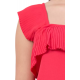 Casual No Sleeve Solid Women Red Top